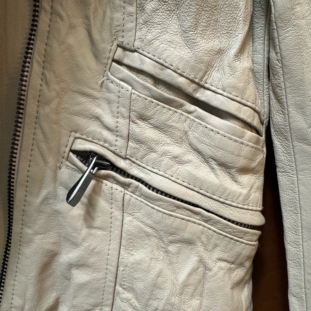 Pelle Studio Cream Leather Moto Jacket - Picture 4 of 5